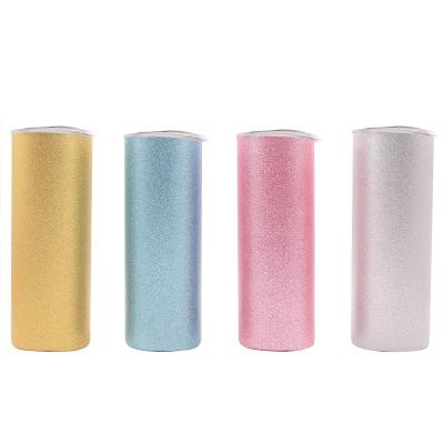 China Souble Wall 20oz DIY Stainless Steel Disposable Wholesale Mugs Glitter To Sprinkle Sublimation Silver Tumblers For DIY Printing for sale