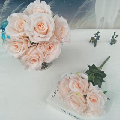 China Hot Selling Wholesale Artificial Flower 7 New Silk Fabric Roses For Home Decor High Quality Artificial Flower for sale