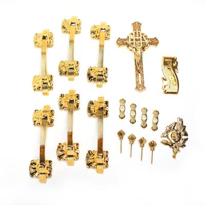 China American Style Manufacturer Wholesale American Style Design Accessories Set Gold Handles For Plastic Caskets Funeral Caskets for sale