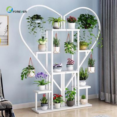 China Modern Creative Heart-Shaped Flower Stand Living Room Wrought Iron Multilayer Rack for sale