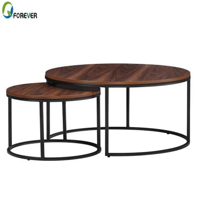 China Living Room Furniture Adjustable End Table (Other) Wooden Side Coffee Table Set With Steel Legs for sale