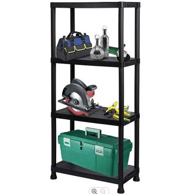 China Corrosion Protection 4 Tier Plastic Garage Shelves Basement Storage Shelving Unit Medium Duty Tools Storage Racks for sale