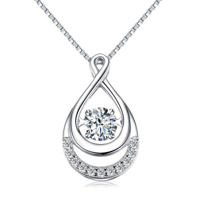 China China Factory Wholesale Cheap Custom Made Romantic Women Box ZIRCON Chain Water Drops Romantic 925 Sterling Silver Jewelry Pendant Necklace for sale