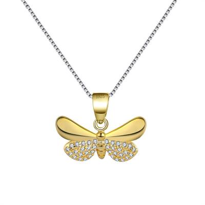 China 2021 Cute New Fashion Customized Cute Silver Butterfly Jewelry Pendant Necklace 925 Sterling Silver Box Chain Gold Plated For Women for sale