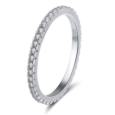 China 2021 fashion romantic custom engagement round ring silver diamond eternity moissanite ring band for men women wedding design for sale