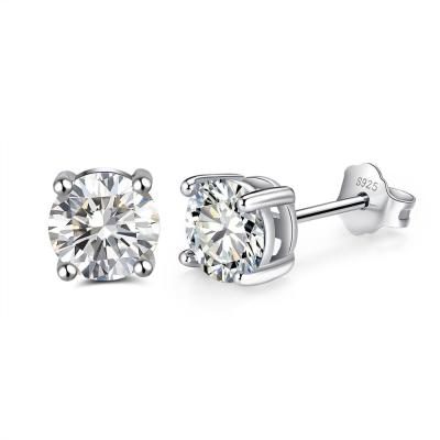 China CLASSIC High Quality Fashion CZ Stone Stud Earrings Rhodium Plated 925 Sterling Sliver Round Classic Stud Colorful Earrings for sale