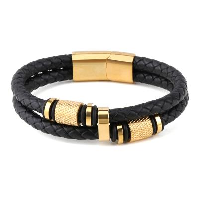 China Jewelry 2021 Awesome Mens Bracelets High Quality Stainless Steel Men's Engraved Leather With Buckle Unisex Cabochon Leather Bracelet for sale