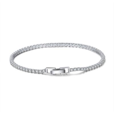 China Girls Silver Plated 925 Sterling Silver Tennis Bracelets Factory FASHIONABLE OEM Cubic Zircon Round Cut Charm Jewelry Men Women Bracelets for sale