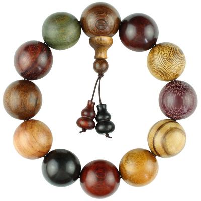 China Religious Wooden Colorful 18mm Wooden Bracelet Prayer Rosary Beads Buddhist Rosary Beads for sale