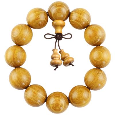 China 18mm Golden Ebony Wood Prayer Rosary Religious Wooden Beads Bracelet Buddhist Rosary Beads for sale