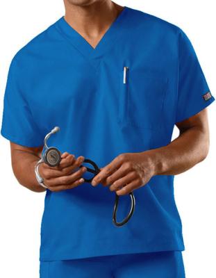 China Hospital Customized Unisex V-Neck Single Pocket Scrub Tops Medical Scrub Hospital Uniform for sale