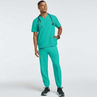 China Breathable Men Hospital Scrubs Uniform Sets Wholesale Short Sleeve Medical Uniforms Suit Nursing Scrubs Uniform Sets Jogger for sale