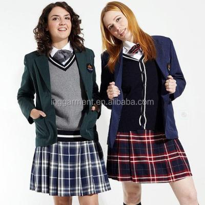 China Custom Made British Style Two Pockets School Uniform Blazers With School Badges for sale