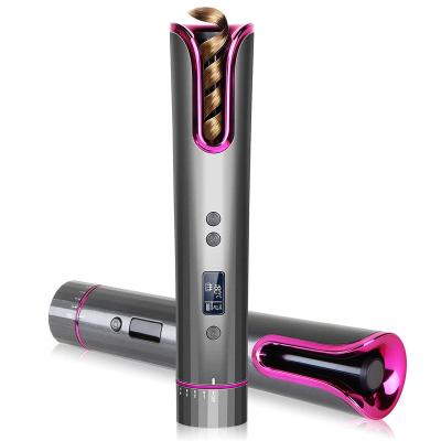 China Heat Adjustable Settings Wireless Cordless Rechargeable Hair Curler and Straightener Hair Curler Rotating Curling Iron for sale