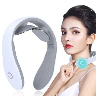 China Convenient Wireless Low Frequency Smart Electric Pulse Heating 4d Massage Neck Massager With 3 Modes 13 Levels Smart Neck Massager LM for sale