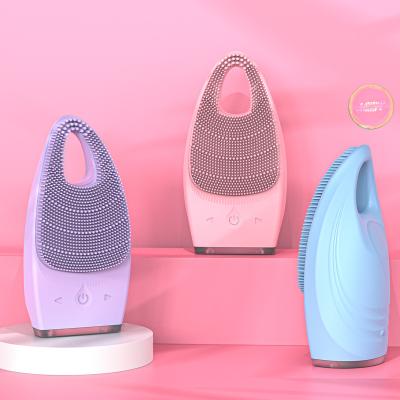 China Acne Treatment Face Brush Detergent Exfoliating Brush Waterproof Silicone Facial Cleaning Sweep Effective Electric IPX 7, Silicone 2021 Yes USB for sale