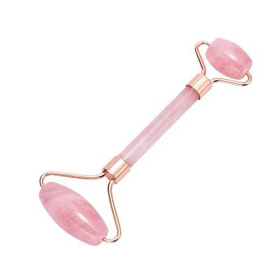 China Whitening Silent Zinc Alloy Jade Feng Rose Quartz Jade Roller With Built-in Box Best Price Beauty Facial Massage Tool for sale