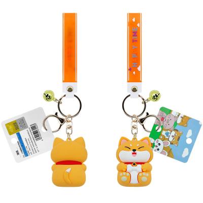 China Business gifts Cute authentic animal picnic series PVC drop glue key chain small gift backpack mobile phone car pendant key chain for sale