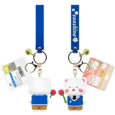 China Business gifts Manufacturers sell cute flower cat PVC key chain custom stall goods student backpack pendant key chain for sale