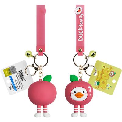 China Business gifts Cute soft glue fruit duck key chain cartoon duck figure hanging bag pendant key chain for sale