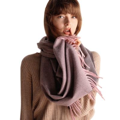 China Long 2021 Winter Two New Colors Soft Double Sided Wool Tassel Women Long Plain Scarf for sale