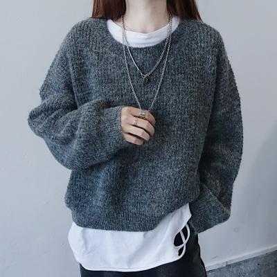 China 2021 New Anti-Wrinkle Winter Solid Color Loose Women's Long Sleeve Sweater Oversized Sweater for sale