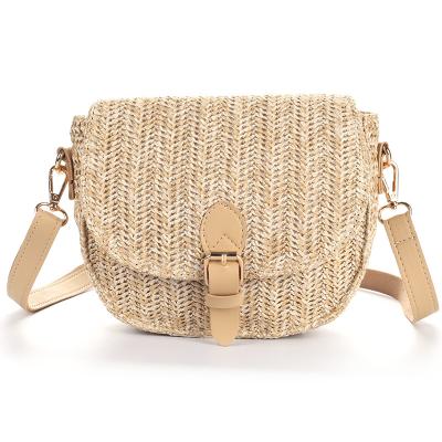 China Light Weight PP Straw Women Messenger bag Adjustable and Removable PU Strap Lightweight Shoulder bag for sale