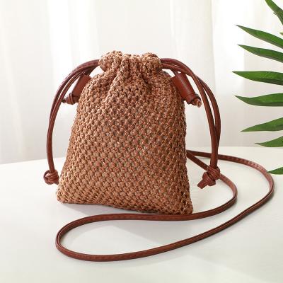 China Lightweight Synthetic Straw Bohemian Phone Crossbody Bag Daily Use Casual Woven Crossover bag small sling purse for sale