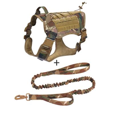 China Custom Custom Large Puppy Outdoor Deluxe Tactical Chest Pet Puppy Amazonian Military Training Tactical K9 Leash Rope Vest Set Dog Harness for sale