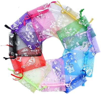 China 2021 Gift 7*9cm Transparent Butterfly Organza Bags Jewelry Candy Bag Wedding Favors Bags Mesh Gift Pouches for sale