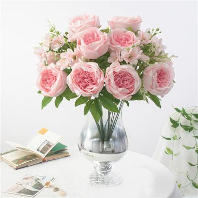 China Wedding Decoration Wholesale 9 Heads Bouquet Peonies Artificial Flowers For Wedding Home Decoration for sale