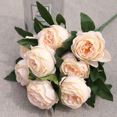 China Wedding Artificial Home Decorations Flower Peony Bouquet Branches Decoration 10 Artificial Flower Silk Bouquet for sale