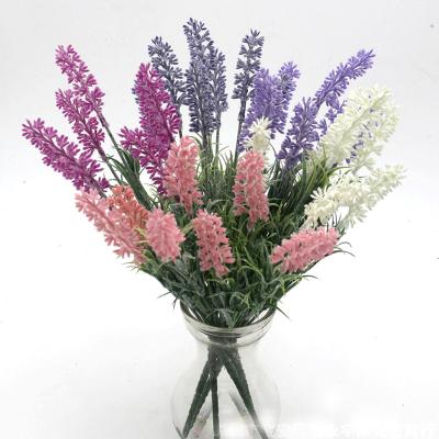 China Artificial Flower Natural Wholesale Lavender Amazon Touch 5 Colors Artificial Flower For Wedding Decoration Plastic Lavender for sale