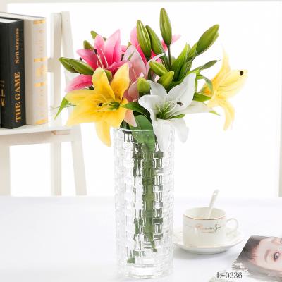 China Artificial Flower Arrangements Lily Bouquet Home Wedding Decorations PVC 3 Heads PVC for sale