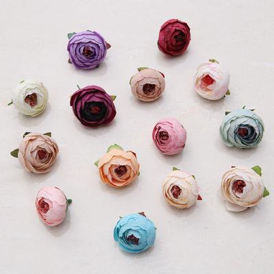 China Wedding Decoration Wholesale 3.5CM Peony Head Artificial Silk High Quality Silk Flower Head For Wedding Decor for sale