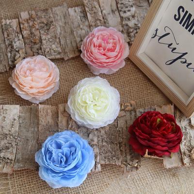 China Wedding Decoration Wholesale 8CM Artificial Silk Flower Peony Head Artificial Flower Head For Wedding Decor for sale