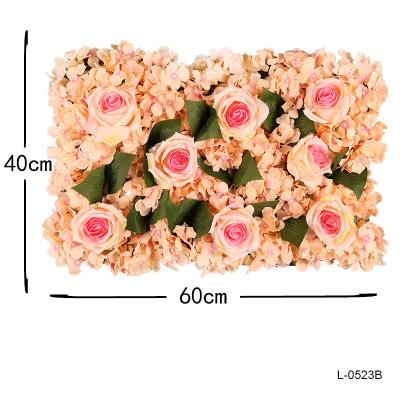 China Rose Hydrangea Flower Wall Artificial silk flower wall of Europe wedding artificial flower arrangements to wedding home decor for sale