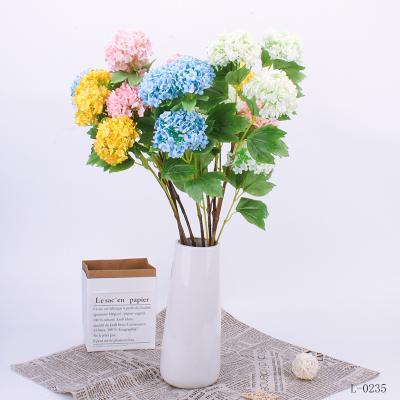 China Wholesale 6 Snowball Silk Flower Hydrangea Artificial Flower Silk Flower for sale