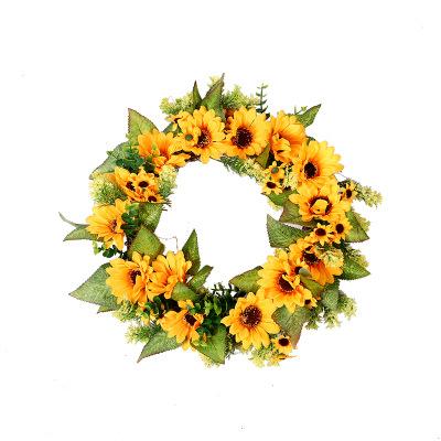 China Christmas Home Decorative Door Sunflower Wreath Simulation Sunflower Decor Home Decoration 1PC Hanging Flowers and Garlands for sale