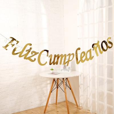 China Unique New Design Boys And Girls Birthday Banner Happy Birthday Party Decoration Kids Spanish Birthday Paper Party Banner Decoration for sale