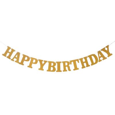 China New Design 2m Length Happy Birthday Gold Foil Glitter Banner Birthday Letter For Party Decoration Baby's Birthday Decor Gold Silver Colors for sale