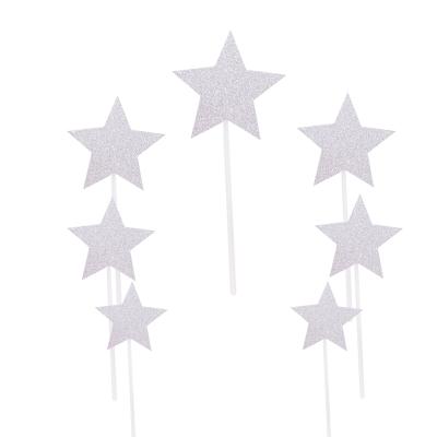 China Birthday Decoration Party Supplies Cake Decoration 7pcs/set Silver Black Cake Topper Happy Birthday Confetti Balloon Stars Heart Shaped Cake Topper Decoration for sale