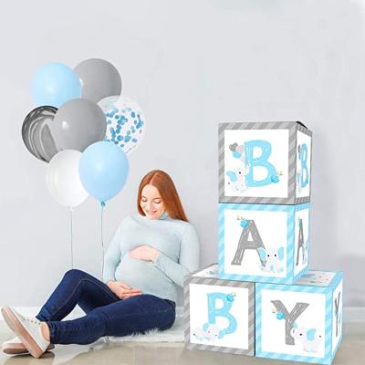 China Blue Festival Decoration Elephant Baby Shower Balloon Boxes Transparent Balloon Boxes Baby Shower Decoration for 2022 Boy Party Supplies for sale