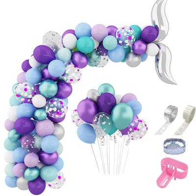 China Fashion Mermaid Tail Balloon Garland Purple Kit For Theme Happy Birthday Party Decoration for sale