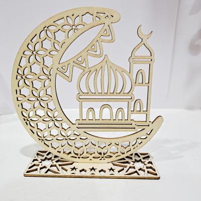 China Modern Wooden Wooden Pendant Islamic Decorations Ramadan Decorations 2022 Eid Mubarak Moon Party Decoration Ramadan Moon for sale