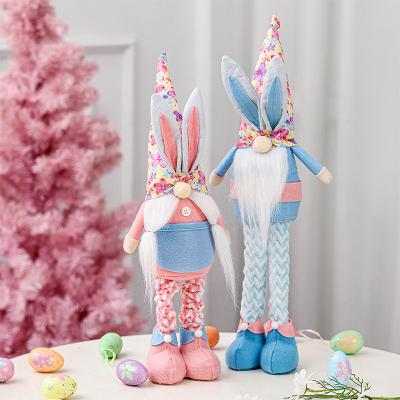 China Easter Table Decoration Blue and Pink Long Ear Rabbit Faceless Doll Gnome with Hat Table Decoration for Theme Easter Party Decoration Supplies for sale