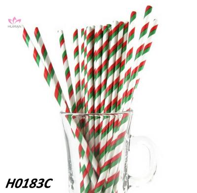 China Baby Shower Striped Straws Green Paper Drinking Straws Red Party Decoration for sale