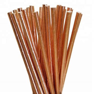 China Baby Shower Foil Drinking Straws Rose Gold Paper Biodegradable Straws Disposable Biodegradable Paper Straws for sale