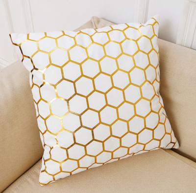 China Anti-Static Gold Leaves Print Pillow Cover Cotton Pillowcase Home Cushion Cushion Decorative Cushions For Sofa Seat Covers Throw Pillow Case for sale