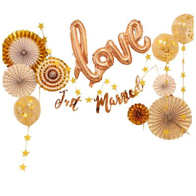 China Rose Gold Bride To Be Wedding Party Supplies Banner Tableware Rose Gold Fan Balloons Kits Wedding Party Decoration Wedding Favor for sale